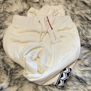 June 72 Women's White Joggers with Patterned Cuffs NWT